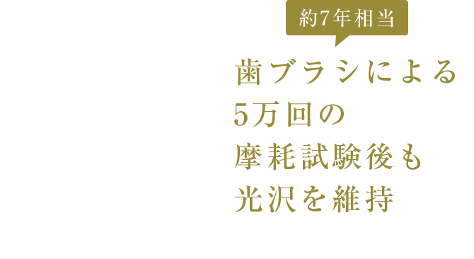 歯ブラシによる5万回の摩耗試験後も光沢を維持（約7年相当）
